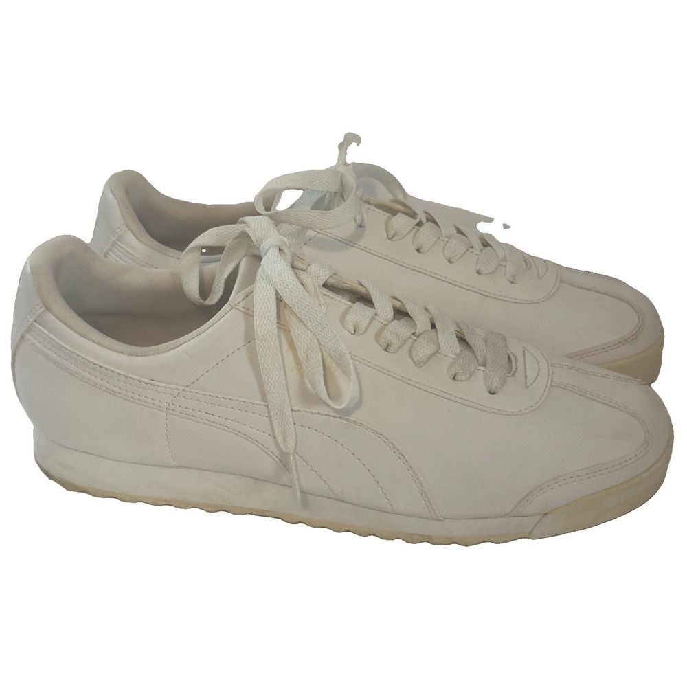 Puma Roma Basic Mens Size 10.5 White Athletic Running Leather Shoes Sneakers